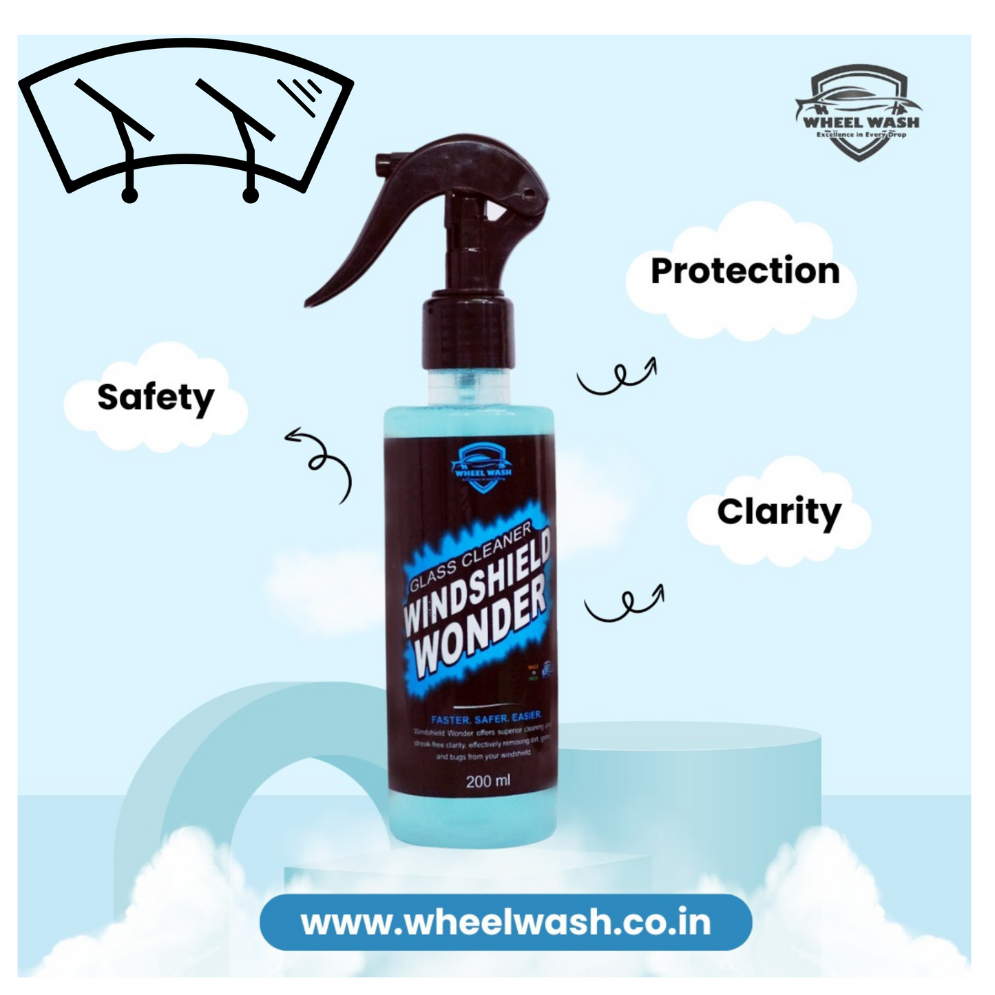 Car Glass Cleaner/ Windshield Wonder - [Pack Of 2]